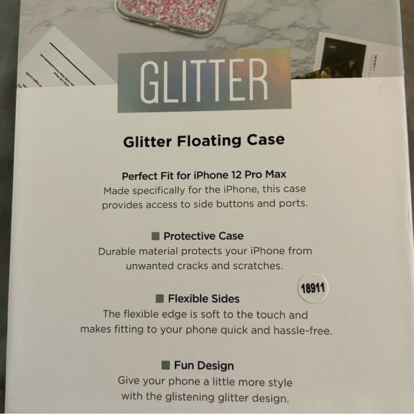 Merkury Innovations Glitter Irridescent Clear White IPhone 12 Pro Max Case New - Picture 6 of 7